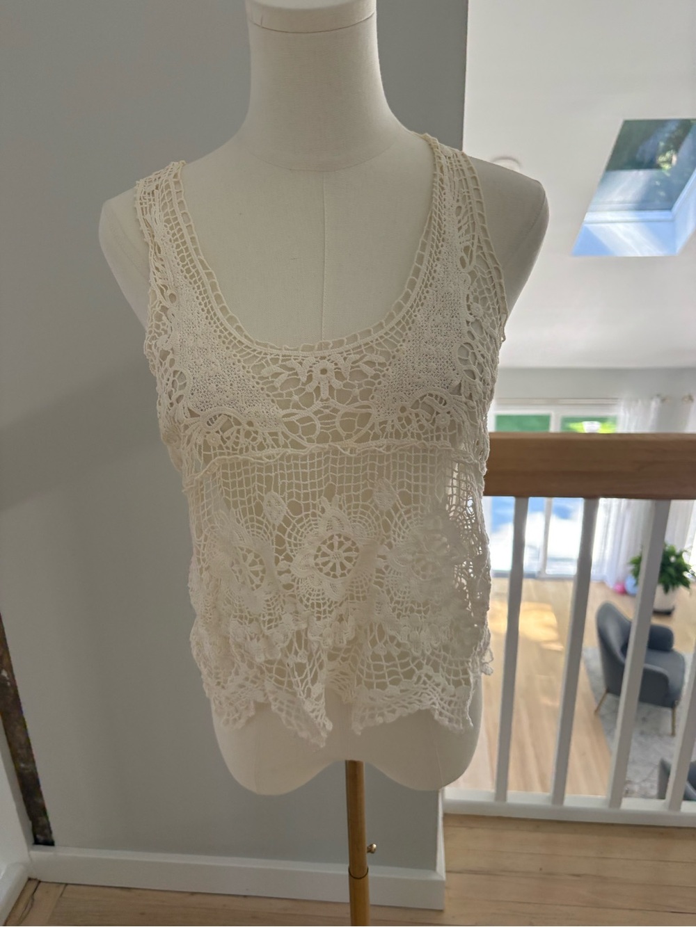 Almost Famous Ivory Crochet Sleeveless Tank